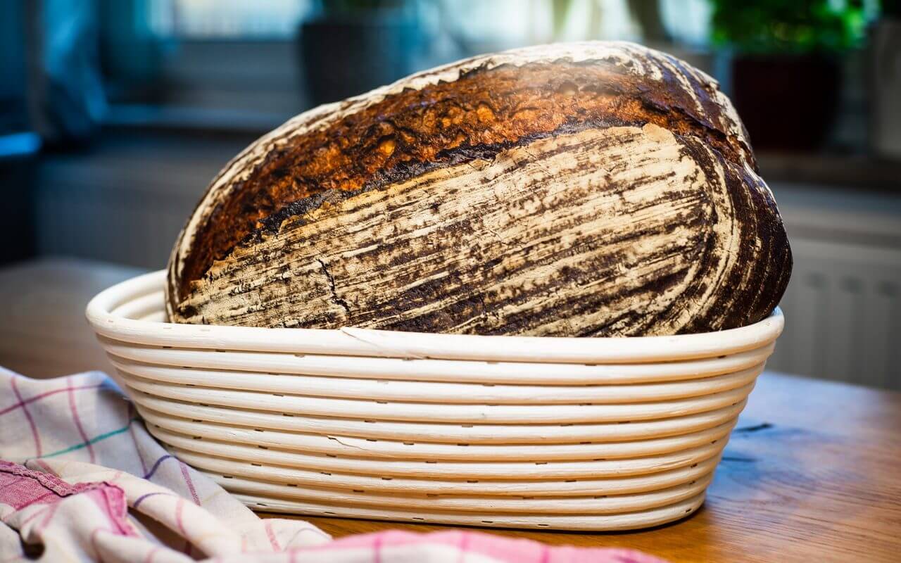 Sourdough Bread In Banneton Proofing Basket