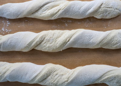 Twisted Baguettes Shaped Dough