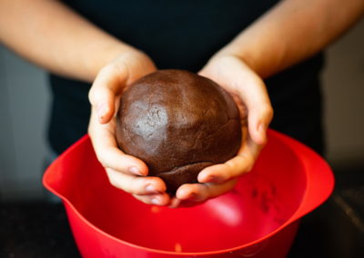 Chocolate Cheesecake aka Russischer Zupfkuchen Formed Chocolate Dough Ball