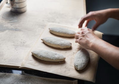 Rustic Baguette Rolls Prepare For Baking