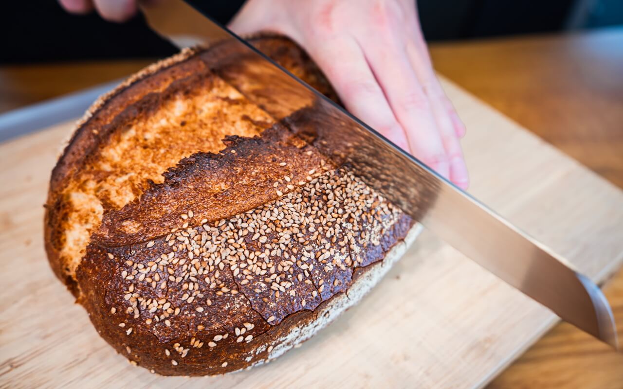 Sourdough Loaf With Sesame Seeds Crust