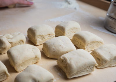 Twin Milk Bread Rolls Cut Dough Pieces