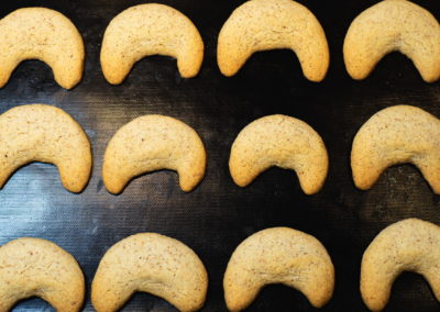 Vanillekipferl Traditional Crescent shaped Vanilla Biscuits After Baking