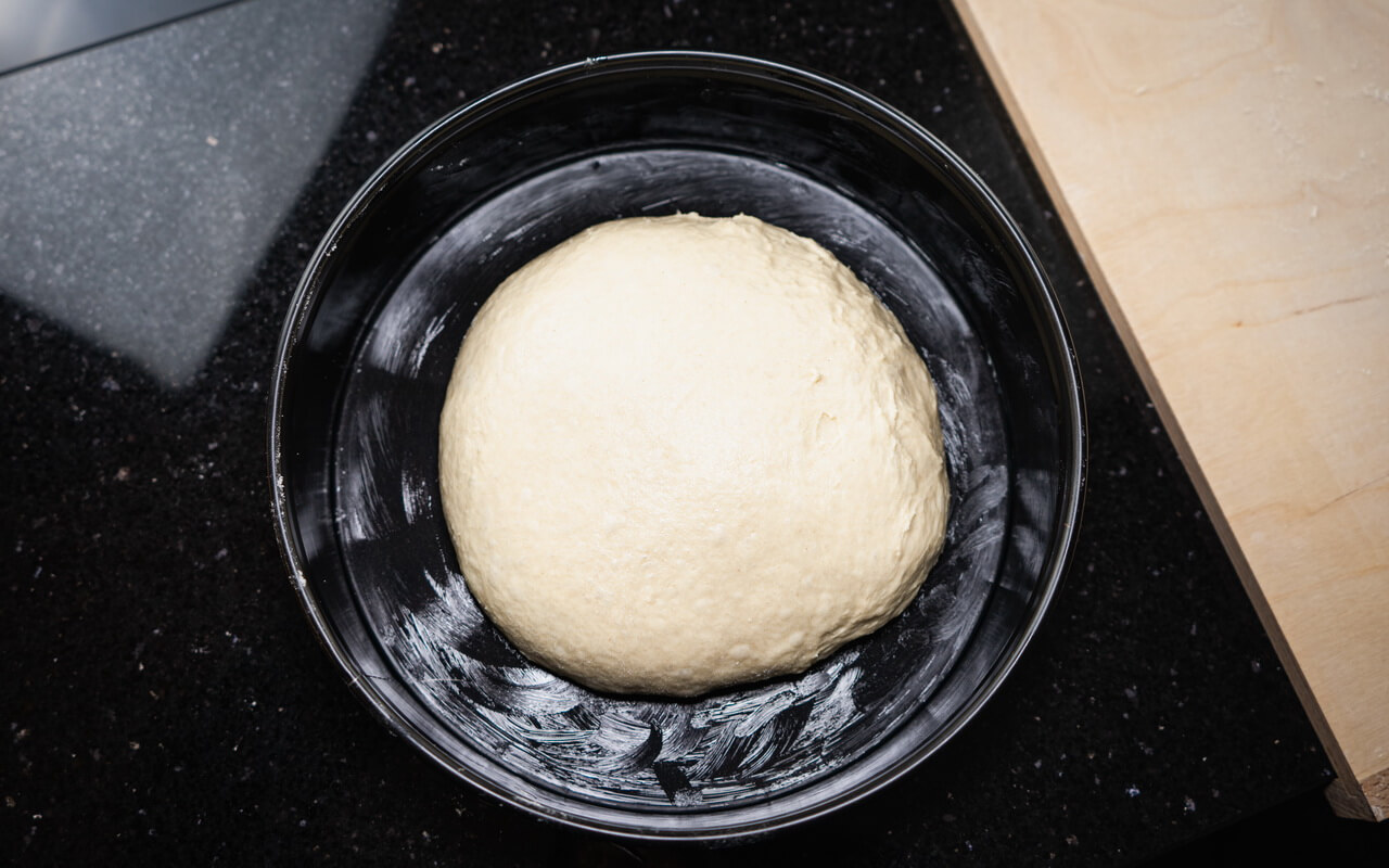 Paska Traditional Slovak Easter Bread Shaped Dough Ball In Baking Pan
