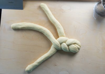 Challah Braided Sweet Yeast Bread Shaping To A Braid 7