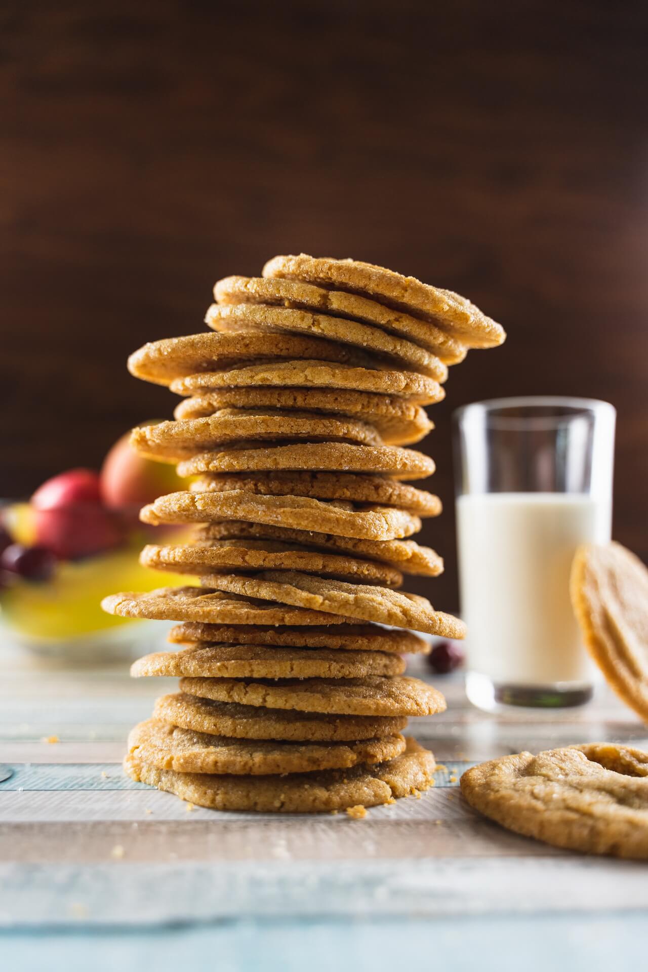 Chewy Brown Sugar Cookies With Cinnamon Tower Vertical