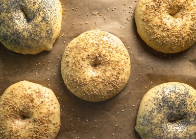 Huge Bread Rolls With Sesame And Poppy Seeds Before Baking