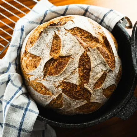 Sourdough Bread With 60% Hydration Baked In Dutch Oven