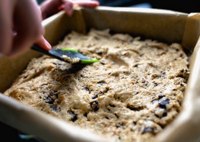 Chewy Chocolate Chip Cookie Bars Final Dough In Baking Pan