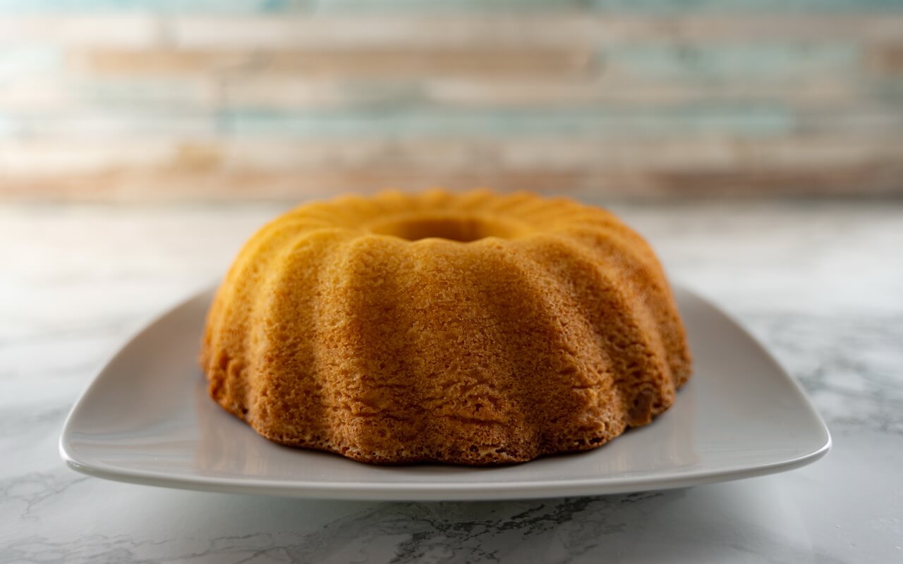 Classic Vanilla Bundt Cake Side View Without Powdered Sugar