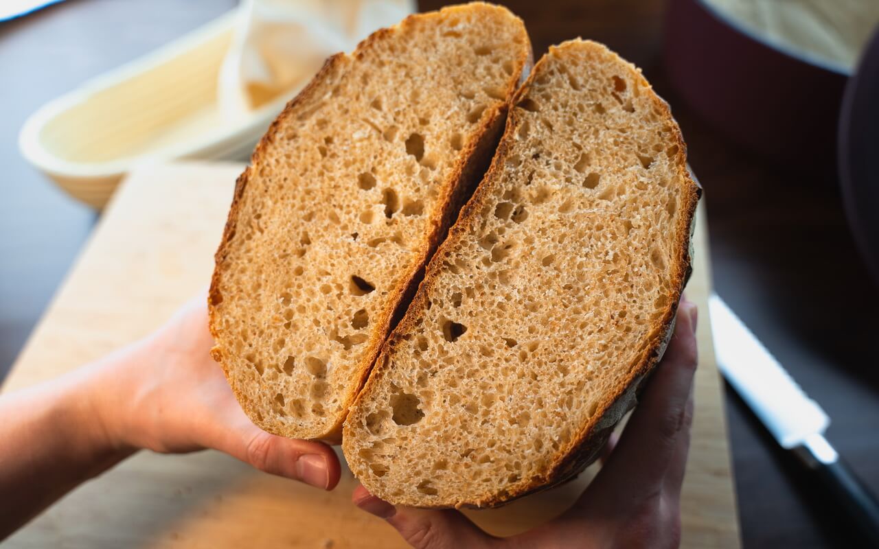 White Spelt Flour Sourdough Bread Crumb