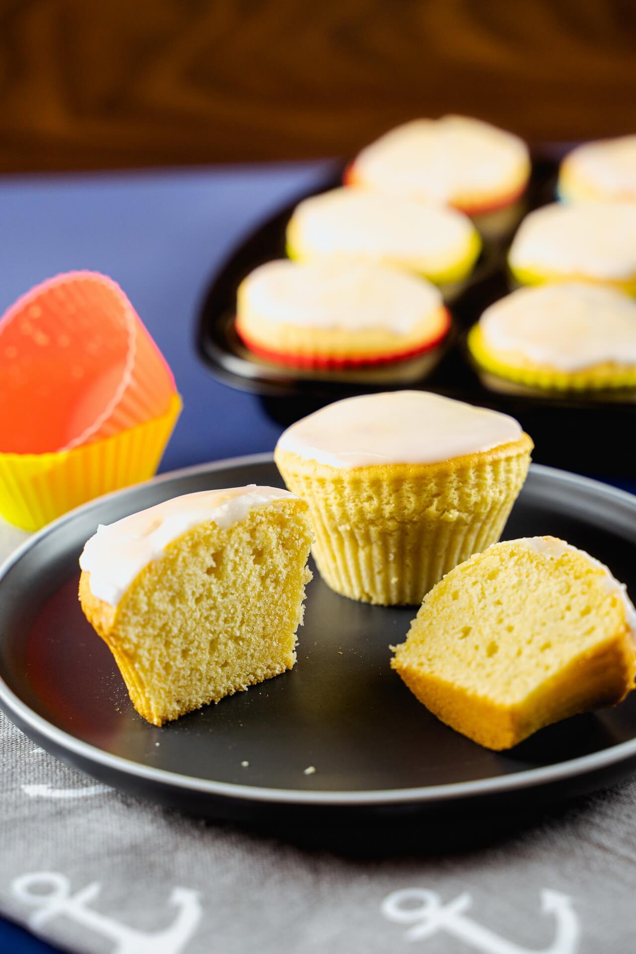 Basic Muffin Recipe With Sugar Glaze Sliced Vertical