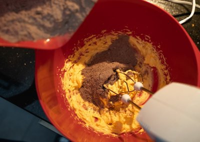 Bat Spider Halloween Cupcakes Adding Dry Ingredients To Mixture