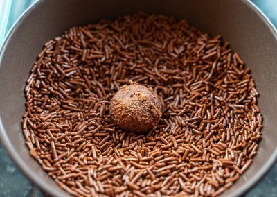 Chocolate Rum Balls Coating In Chocolate Sprinkles