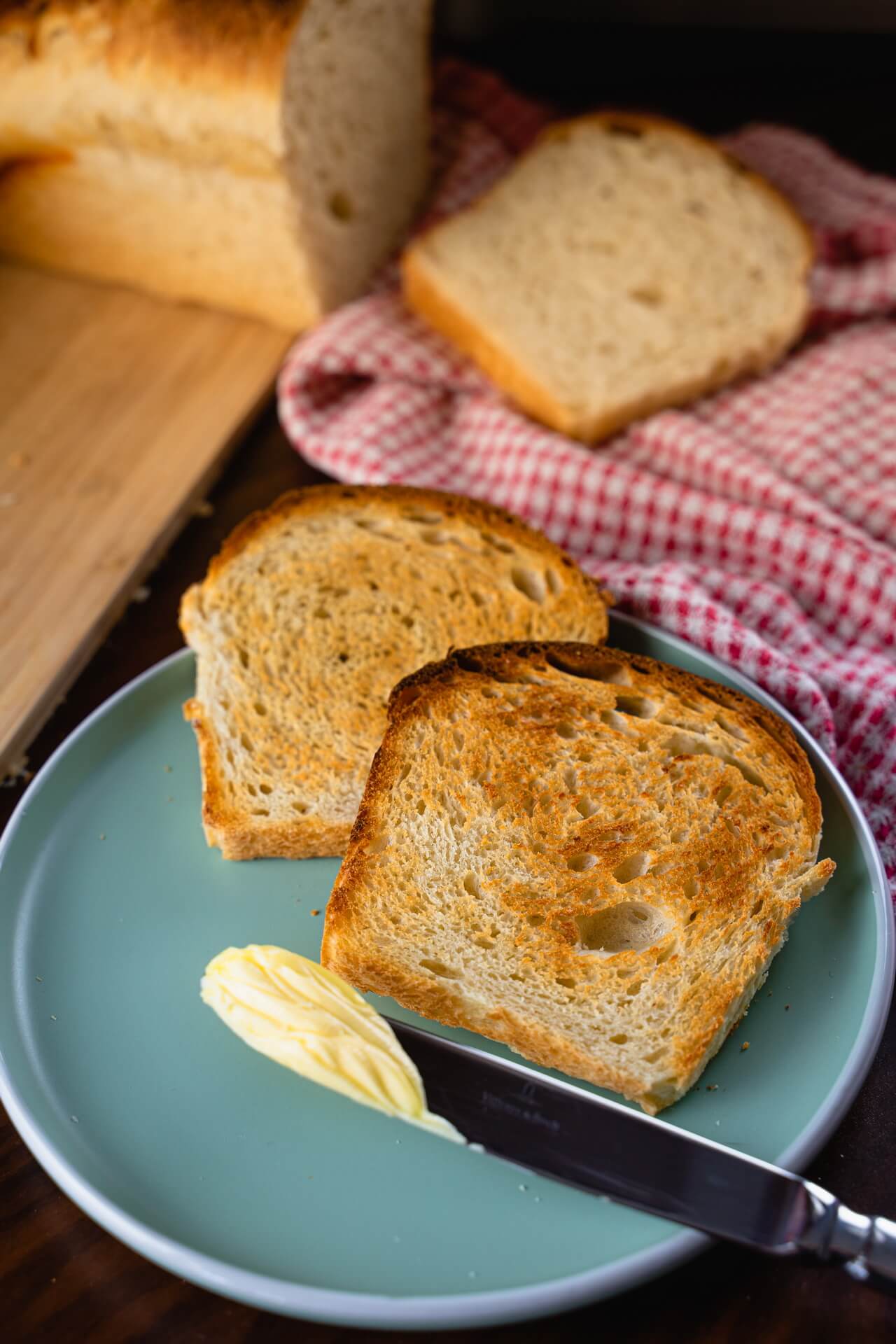 White Sourdough Sandwich Bread Toasted Vertical