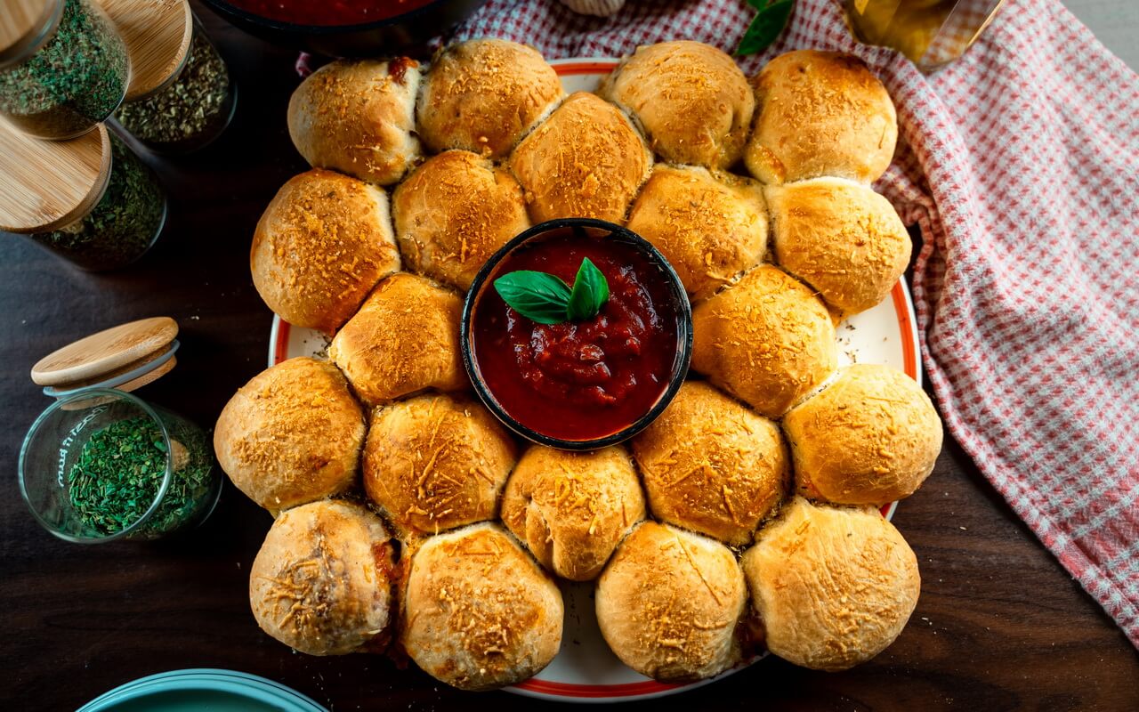 Stuffed Pizza Rolls Perfect Party Snack Top View