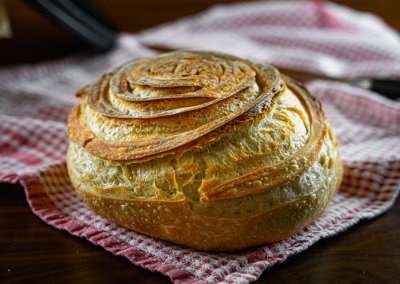 Sourdough Bread With 60 Hydration Baked In Dutch Oven Narrow Spiral